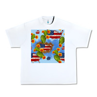 White usa map cactus and sunflower seamless pattern Urban Heavy Tee - BundleAndBundleShop