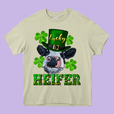Lucky Heifer Heavy Core Tee Designed By Ranaportraitstore