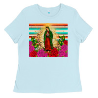 Baby Blue our lady of guadalupe cactus leopard Ladies Tee - JahusDesignShop