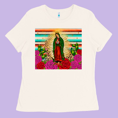 Our Lady Of Guadalupe Cactus Leopard Ladies Tee Designed By Jahusdesignshop