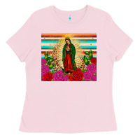 Bubblegum Pink our lady of guadalupe cactus leopard Ladies Tee - JahusDesignShop