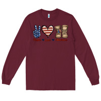 Burgundy Peace Love America Long Sleeve Tee - Jasminsmagicworld