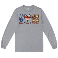 Heather Grey Peace Love America Long Sleeve Tee - Jasminsmagicworld