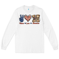 White Peace Love America Long Sleeve Tee - Jasminsmagicworld