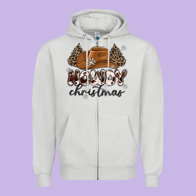 Howdy Christmas Zipper Hoodie Designed By Maliassmallbusiness