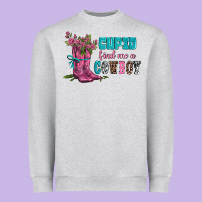 Velantines Day Cupid Find Me A Cowboy Heavyweight Sweatshirt Designed By Adodesignshop