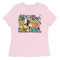 Bubblegum Pink cosmic cowgirl Ladies Tee - Zillion Design Studio