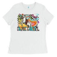 White cosmic cowgirl Ladies Tee - Zillion Design Studio