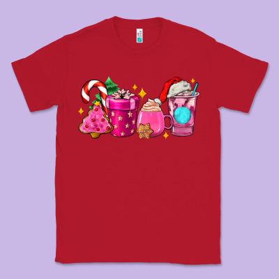 Pink Christmas Coffee Cups Classic Tee Designed By Adodesignshop