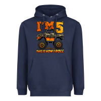 Navy i'm five this is how i roll monster truck birthday Heavyweight Hoodie - Jasminsmagicworld
