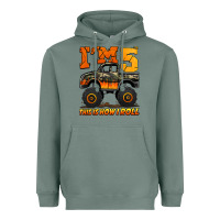 Sage i'm five this is how i roll monster truck birthday Heavyweight Hoodie - Jasminsmagicworld