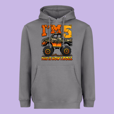 I'm Five This Is How I Roll Monster Truck Birthday Heavyweight Hoodie Designed By Jasminsmagicworld