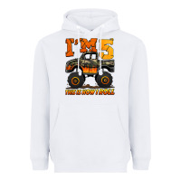 White i'm five this is how i roll monster truck birthday Heavyweight Hoodie - Jasminsmagicworld