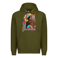Army Green summer afro Premium Hoodie - NancyCooperArtShop