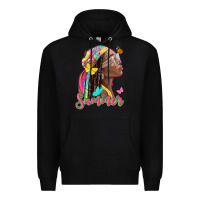 Black summer afro Premium Hoodie - NancyCooperArtShop