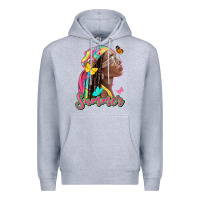 Heather Grey summer afro Premium Hoodie - NancyCooperArtShop