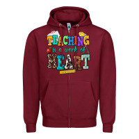 Burgundy teaching is a work of heart Zipper Hoodie - NancyCooperArtShop