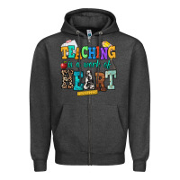 Charcoal Heather teaching is a work of heart Zipper Hoodie - NancyCooperArtShop