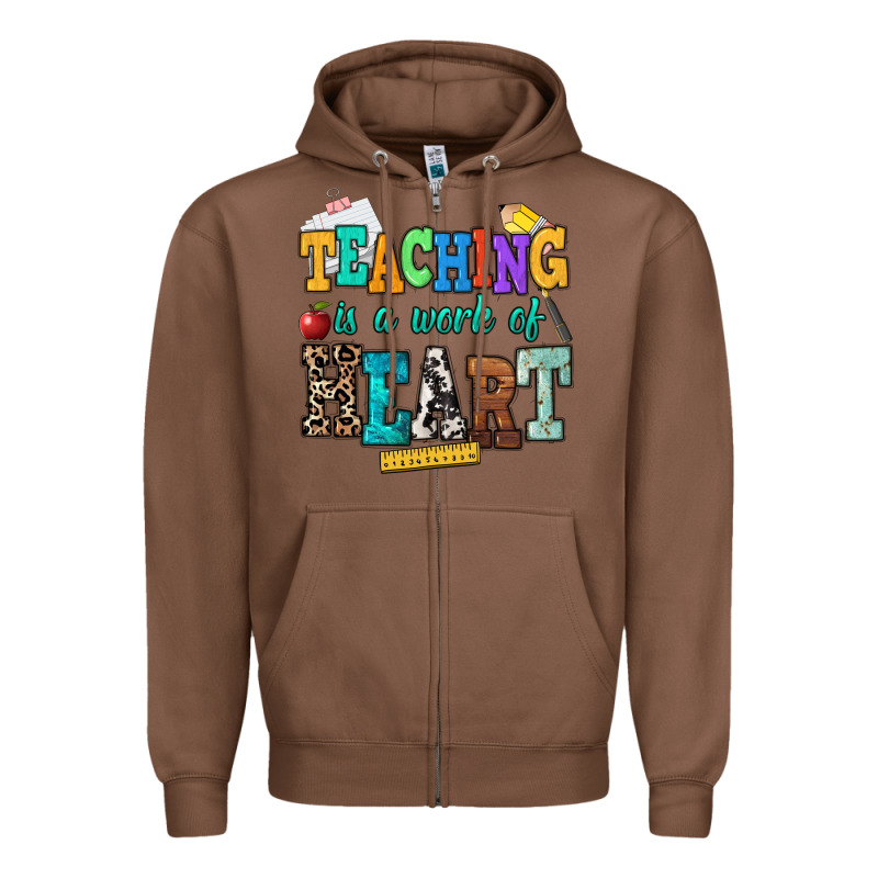 Teaching Is A Work Of Heart Zipper Hoodie by NancyCooperArtShop | Teevron