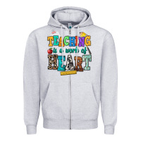 Heather Grey teaching is a work of heart Zipper Hoodie - NancyCooperArtShop