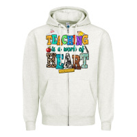 Oatmeal Heather teaching is a work of heart Zipper Hoodie - NancyCooperArtShop
