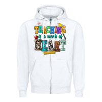 White teaching is a work of heart Zipper Hoodie - NancyCooperArtShop