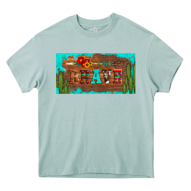 Brave Turquoise Leopard Cactus And Floral Arrow Licanse Plate Heavy Core Tee by Artiststas | Teevron