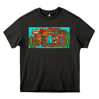 Asphalt brave turquoise leopard cactus and floral arrow licanse plate Heavy Core Tee - Artiststas
