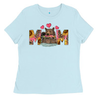 Baby Blue Mom Bear With Sunflowers Ladies Tee - RanaPortraitStore