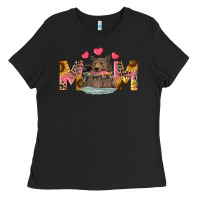 Black Mom Bear With Sunflowers Ladies Tee - RanaPortraitStore