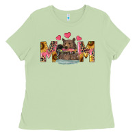 Matcha Mom Bear With Sunflowers Ladies Tee - RanaPortraitStore