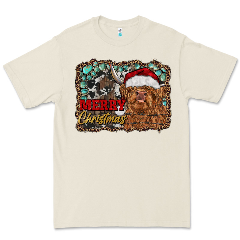 Merry Christmas Highland Cow Premium Tee by RanaPortraitStore | Teevron