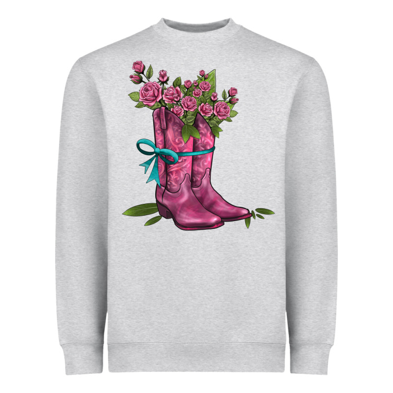 Valentines Day Western Boots And Roses Heavyweight Sweatshirt by AdoDesignShop | Teevron