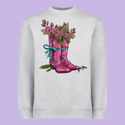 Valentines Day Western Boots And Roses Heavyweight Sweatshirt Designed By Adodesignshop