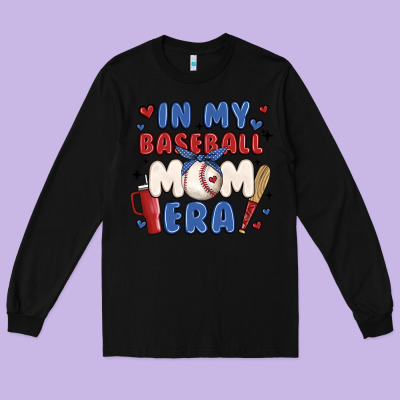 In My Baseball Mom Era Long Sleeve Tee Designed By Jahusdesignshop