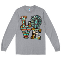 Heather Grey Turquoise Love Long Sleeve Tee - Jasminsmagicworld