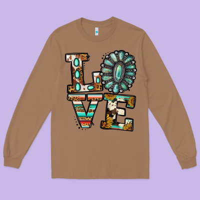 Turquoise Love Long Sleeve Tee Designed By Jasminsmagicworld