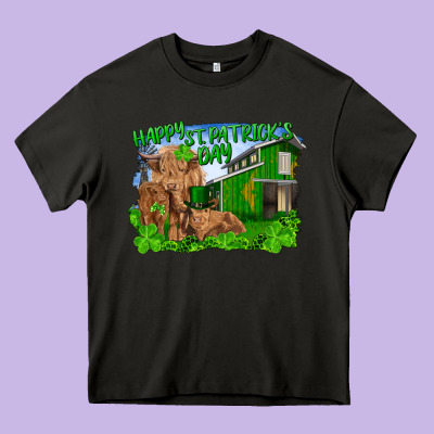 Happy St. Patrick's Day Cattle And Calfs Heavy Core Tee Designed By Ranaportraitstore