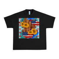 Black usa map with sunflowers and leopard seamless pattern Urban Heavy Tee - BundleAndBundleShop