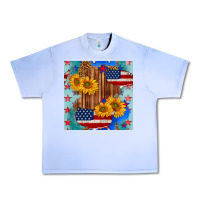Grape Ice usa map with sunflowers and leopard seamless pattern Urban Heavy Tee - BundleAndBundleShop