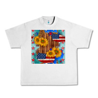 Lunar Rock usa map with sunflowers and leopard seamless pattern Urban Heavy Tee - BundleAndBundleShop