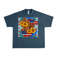 Midnight Navy usa map with sunflowers and leopard seamless pattern Urban Heavy Tee - BundleAndBundleShop