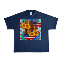 Navy usa map with sunflowers and leopard seamless pattern Urban Heavy Tee - BundleAndBundleShop