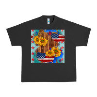 Pigment Black usa map with sunflowers and leopard seamless pattern Urban Heavy Tee - BundleAndBundleShop