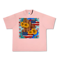 Salmon usa map with sunflowers and leopard seamless pattern Urban Heavy Tee - BundleAndBundleShop