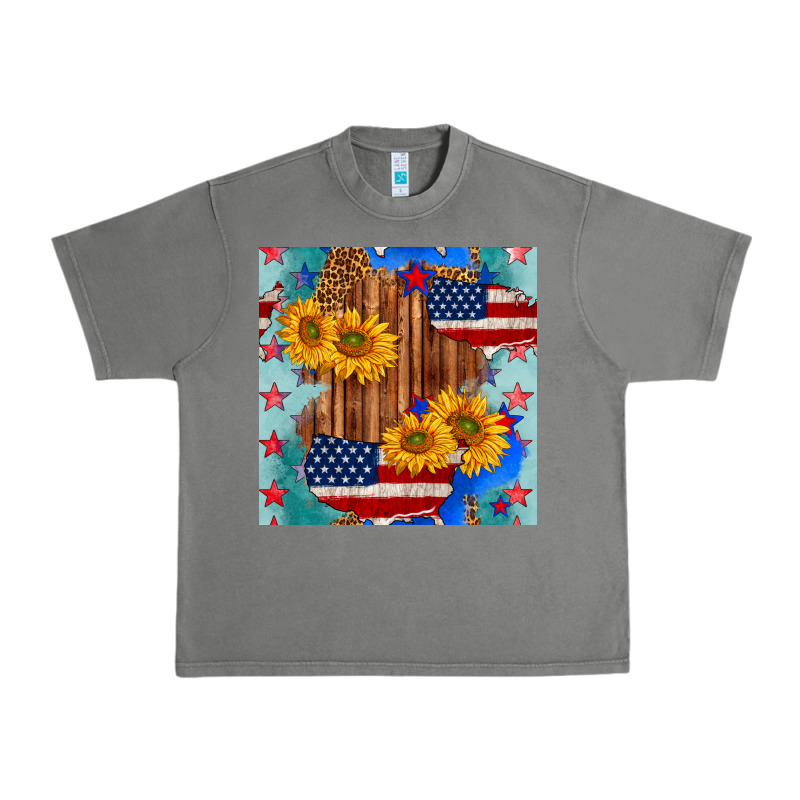 Usa Map With Sunflowers And Leopard Seamless Pattern Urban Heavy Tee by BundleAndBundleShop | Teevron