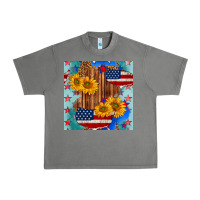Tornado usa map with sunflowers and leopard seamless pattern Urban Heavy Tee - BundleAndBundleShop