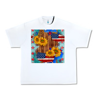 White usa map with sunflowers and leopard seamless pattern Urban Heavy Tee - BundleAndBundleShop