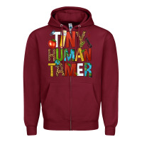 Burgundy tiny human tamer Zipper Hoodie - NancyCooperArtShop