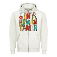 Oatmeal Heather tiny human tamer Zipper Hoodie - NancyCooperArtShop